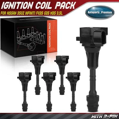 6x Ignition Coils for Nissan 350Z 2003-2006 INFINITI FX35 2003-2008 G35 M35 3.5L - Image 1 of 4