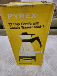 Vintage Pyrex 12 Cup Glass Carafe With Candle Warmer No. 4612-1 + BOX MANUAL! - Picture 1 of 18