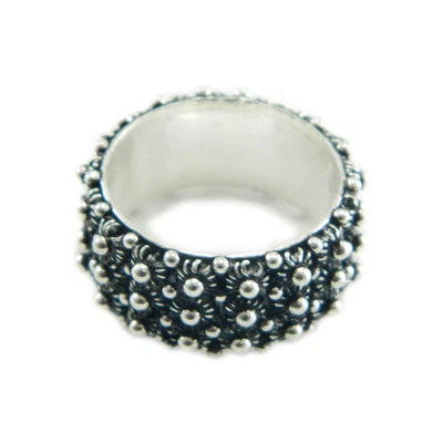 Fede sarda Anello Sardo filigrana Sardegna fascia 3 giri argento 925 brunito - Immagine 1 di 2