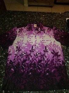 Camisa Para Hombre L Hawaiana Creaciones Reales Hecha en Hawai Púrpura Blanca Aloha Rara - Imagen 1 de 4