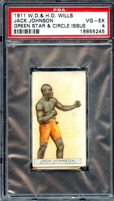 1911 W.D. & H.O. Wills Jack Johnson PSA 4 Green Star & Circle Issue HOF Pop 14 - Image 1 of 2