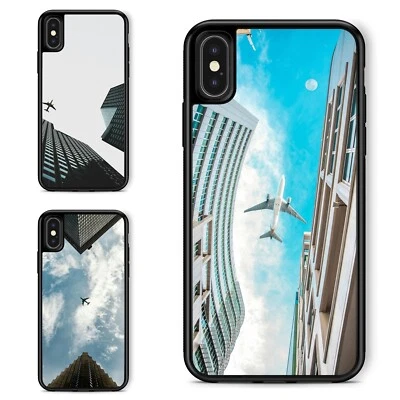 For iPhone SE4 16E 12 13 14 15 16 Pro Max Flexible Cover Blue SKY Airplane Plane - Image 1 of 4