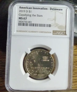 Innovation  $ 1  Classifying the Stars Delaware  NGC 2019-D  MS67 - Picture 1 of 5