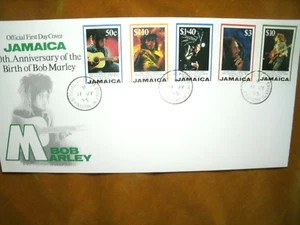 BOB MARLEY 50TH ANNIVERSARY 5 STAMP FIRST DAY COVER FDC 1995 HARD TO FIND REGGAE - Picture 1 of 13