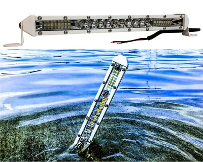 10" White Marine Slim LED Light Bar Boat deck docking sailboat ship 12v 24v spot - Image 1 of 4