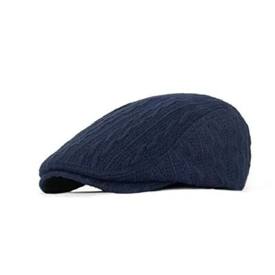  Warm Winter Flat Scally Cap Men's Knitted Wool Cabbie 56-60cm/22-23.6inch Blue - Imagem 1 de 4