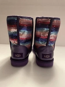EUC UGG CLASSIC II SEQUIN RAINBOW SHEARLING BOOTS SZ 5 MULTI 1103622K MSRP $110+ - Picture 1 of 11