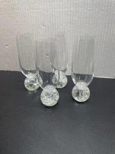 Champagne Glasses Crystal Ball Bottoms Stand set of 4 fun fused glass pattern - Picture 1 of 12