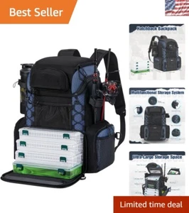 Multifunktionaler Angelgeräte Rucksack mit verstellbaren Trägern & 4 Tackle Boxen - Bild 1 von 9