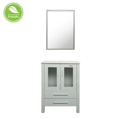 Juego de lavabo lavabo lavabo lavabo de baño de 24" con grifo de desagüe sin espejo Foto 1 de 4