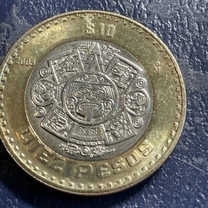 Mexiko 10 Pesos 2005 UNC 10 $ Diez Münze Bimetall - Bild 1 von 2