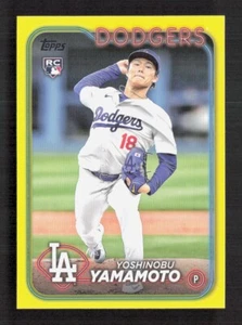 2024 Topps Series 2 Yoshinobu Yamamoto Dodgers #553 Rookie RC giallo - Foto 1 di 2