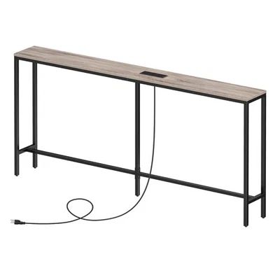 Skinny Console Table with Power Outlets, 63" Narrow Sofa Table, Behind Couch ... - Image 1 of 4