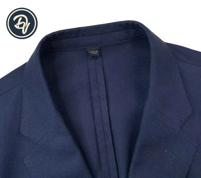 Mens 46 L J Crew Ludlow X Moon Solid Navy Cotton / Wool Blend Slim Fit Blazer - Image 1 of 4