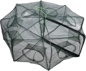 Portable Folded Fishing Net, Easy Use Traps Cage Baits Cast Mesh Trap 8 Holes  - Picture 1 of 6