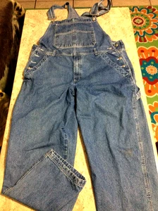 Men's Sz XL 40W Vintage Faded Glory Denim Jean Bib Overalls Workwear Farmer - Picture 1 of 9