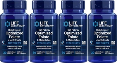 Life Extension Folato Optimizado Alta Potencia 8500 mcg DFE, 30 Comprimidos Vegetarianos Foto 1 de 2