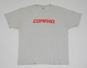 Vintage 90s Compaq Computers Shirt Mens XL Spell out Logo Internet Tech Gray - Picture 1 of 14