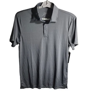 Huk Pursuit Polo Camicia Uomo Piccola Grigio Manica Corta Performance Pesca - Foto 1 di 9
