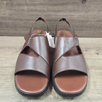 Sandalias de tacón de cuña con tiras marrón Montego Bay Club para mujer talla 11 anchas Foto 1 de 4