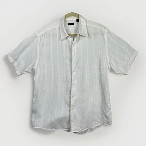 Structure Linen Shirt Mens Medium Shortsleeve Button Down White Beach Vacation - Picture 1 of 7