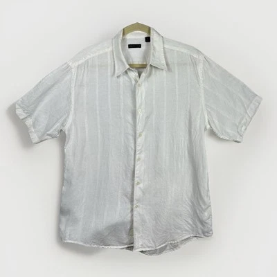Structure Linen Shirt Mens Medium Shortsleeve Button Down White Beach Vacation - Image 1 of 4