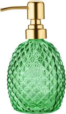 12Oz Green Glass Soap Dispenser with Gold Rust Proof Stainless Steel Pump - Image 1 of 4