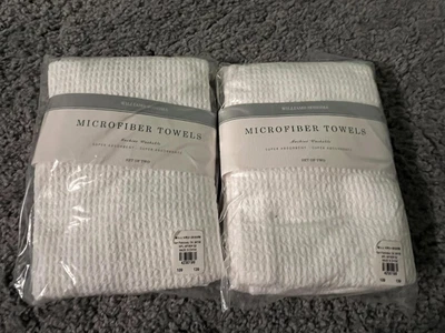 Williams-Sonoma Microfiber Towels Lot of 2 Sets White Waffle Weave WFL MFIBER S2 - Image 1 of 4