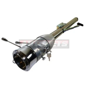 30" Raw Stainless Manual Floor Shift Tilt Steering Column+Ignition Key ChevyFord - Picture 1 of 5