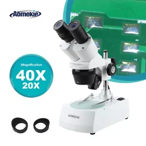 Microscopio estéreo binocular montado hacia adelante 20X/40X iluminación LED superior e inferior - Imagen 1 de 10