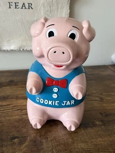 The Original Oinking Cookie Jar 90s Plastic Pig Vintage Storage Container Works - Picture 1 of 12
