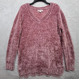 Orvis Sweater Womens Large Wine Red Chenille Tunic Long Sleeve V Neck - Picture 1 of 8