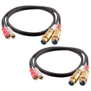 Pair of Premium 3 Foot Dual XLR Female to Dual RCA Male Patch Cables - Picture 1 of 4