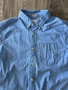 Camicia costiera Hollister blu quadrata con bottoni manica lunga M - Foto 1 di 7