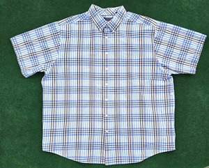 Roundtree & Yorke Men's 4XT Tall Travel SmartButton Up Plaid Short Sleeve Shirt - Picture 1 of 6