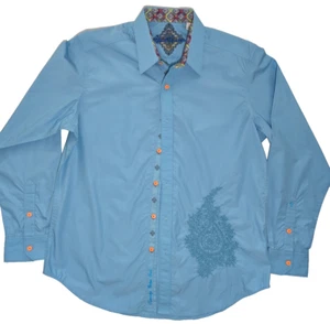 Camisa Robert Graham Hombre Azul Mangas Largas Puño Abatible Talla L - Imagen 1 de 9