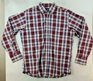 Wrangler Mens Large Purple Plaid Pearl Snap Button Long Sleeve Shirt - Picture 1 of 8