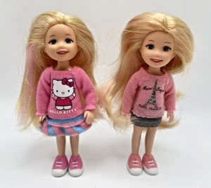 2 Ty Little Ones 4 inch Dolls (2010) Hello Kitty and Paris Outfit. Blonde Hair - Bild 1 von 8