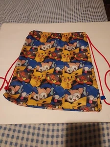 Pokemon Bag 2 sided draw string good shape 14 L 11.5 Wide - Picture 1 of 7