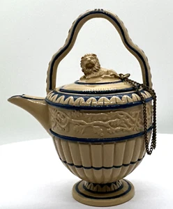 Nini Miniature Lion Caneware Teapot - Hand Painted, Intact w/ Chain (Pre-owned) - Picture 1 of 13