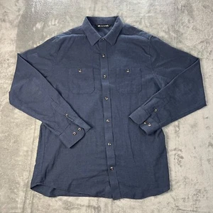 Travis Mathew Shirt Mens Medium Dark Blue Solid Cloud Flannel Performance - Picture 1 of 12