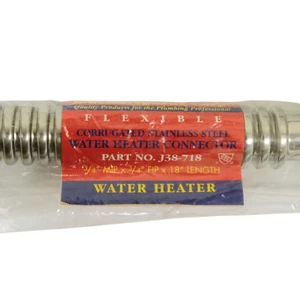 Flexible Corrugated Steel Water Heater Connector 3/4" MIP x 3/4" FIP x 18" - Picture 1 of 5