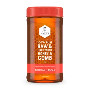 Nate'S 100% Pure Raw & Unfiltered Honey and Comb - 16 Ounces - Picture 1 of 5
