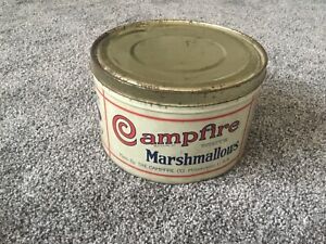 🌟  Antique Vintage 5 lb CAMPFIRE MARSHMALLOWS TIN Candy Farmhouse Decor Box 🌟