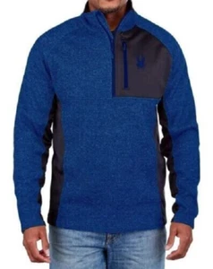 SPYDER MEN'S 1/2 ZIP GAIT KNIT PULLOVER SWEATER JACKET (BLUE, MEDIUM) NWT - Picture 1 of 2