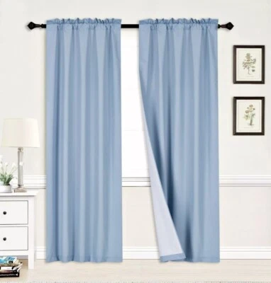 2pc window curtain panel 100% privacy 65% blackout lined bedroom drapery 81"x38" - Image 1 of 2