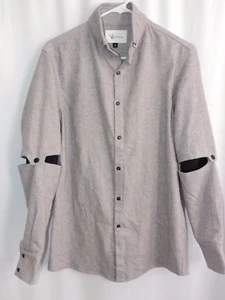 Native Danger Button Down Shirt Gray Modern Skater Style Removable Sleeves Small - Picture 1 of 10