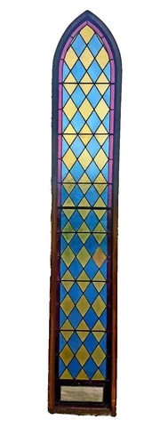 ANTIQUE STAINED GLASS CHURCH WINDOW, over 10 ft tall, MAKE OFFER! Cover
