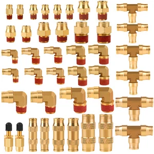 43PCS Brass DOT Air Brake Line Fittings, 1/4" 3/8" 1/2" Push to Connect Fittings - Picture 1 of 7