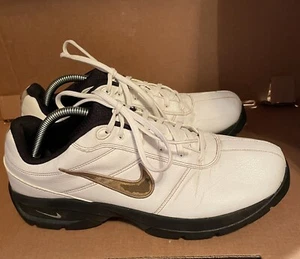 Nike SP-3 Vintage Golf Shoes Spiked White Gold Mens Size 10.5 312240-121 Cleats - Picture 1 of 10